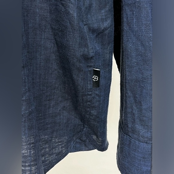 TED BAKER Navy blue linen long sleeve button‎ down shirt size 5/XL. - Picture 2 of 13